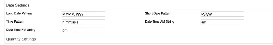 A screenshot of the date settings in a locale before the 24.2 release.