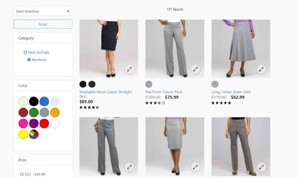 Category page showing products reordered by predictive sort.