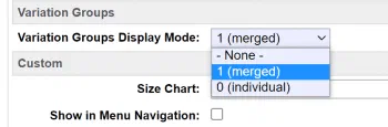 Catalog setting that switches variation groups to merged or individual display.