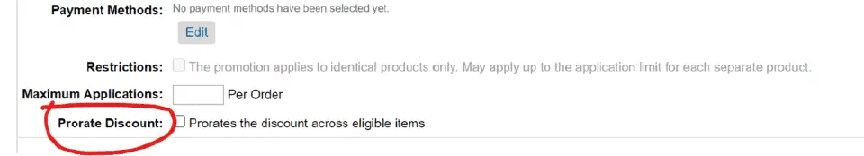Promotion setting that enables discount proration across line items.