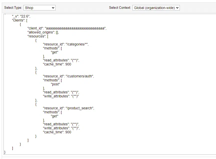 OCAPI caching settings