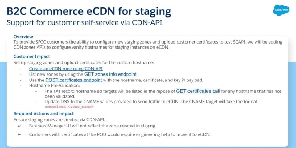 Staging eCDN configuration flow for a hybrid storefront.
