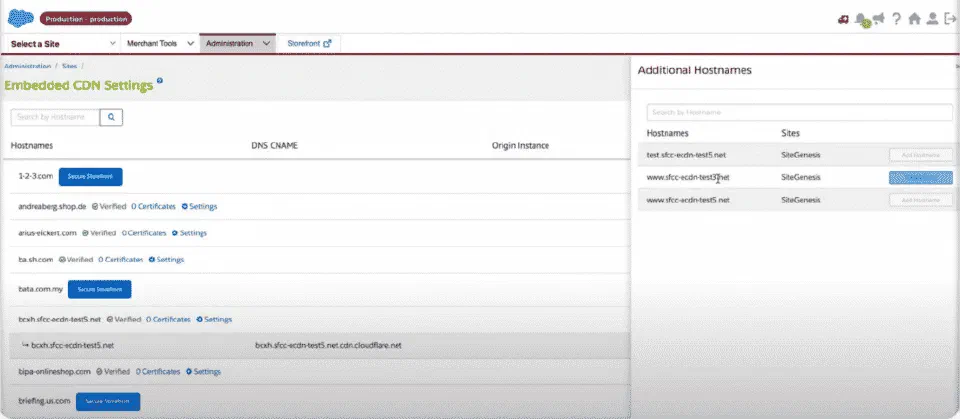 Updated eCDN interface workflow for creating storefront zones.