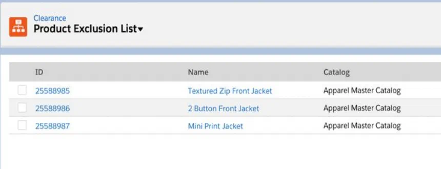 Rule-based categorization screen showing product exclusion rules.