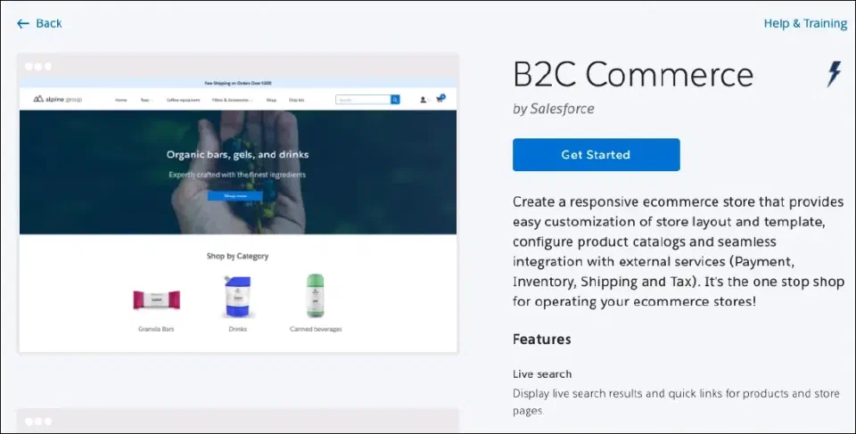 Commerce on Core storefront for direct-to-consumer selling.