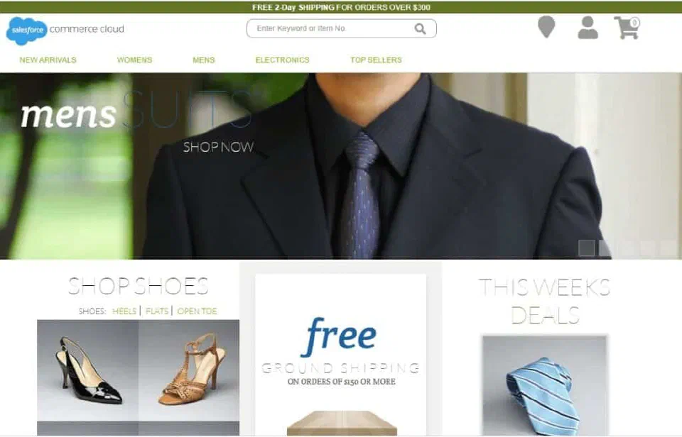 SiteGenesis storefront example representing the legacy architecture.
