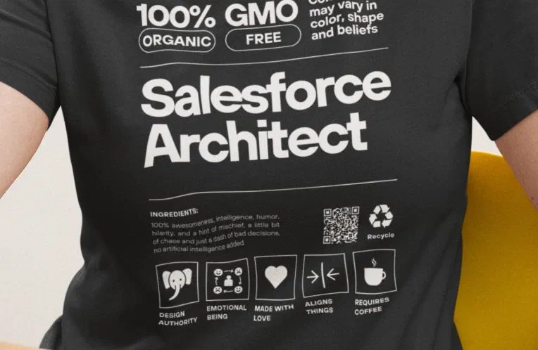 Salesforce Architect branded t-shirt from the Shirtforce community store.