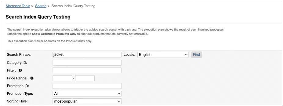 Search Index Query Testing tool showing active-data sorting support.