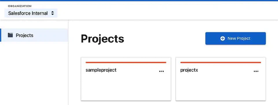 Managed Runtime project list showing one organization with two storefront projects.